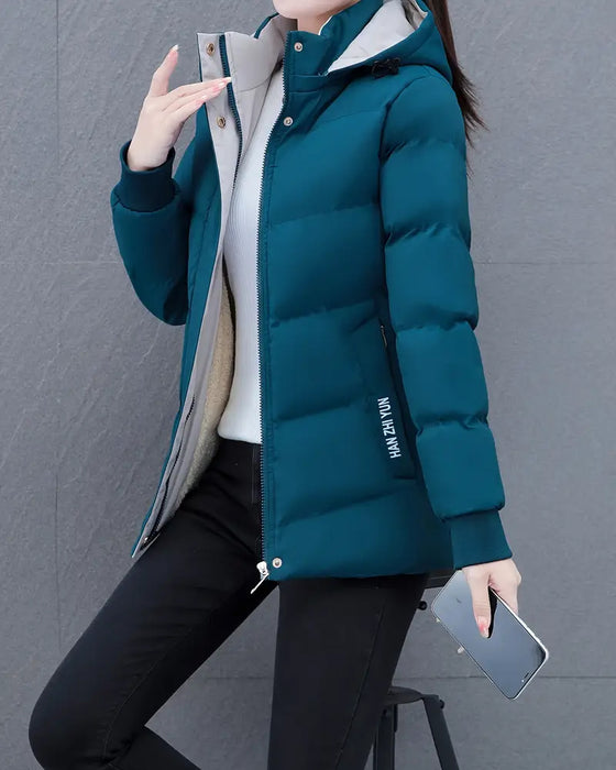 Jacke lässig einfarbig warm mit Kapuze