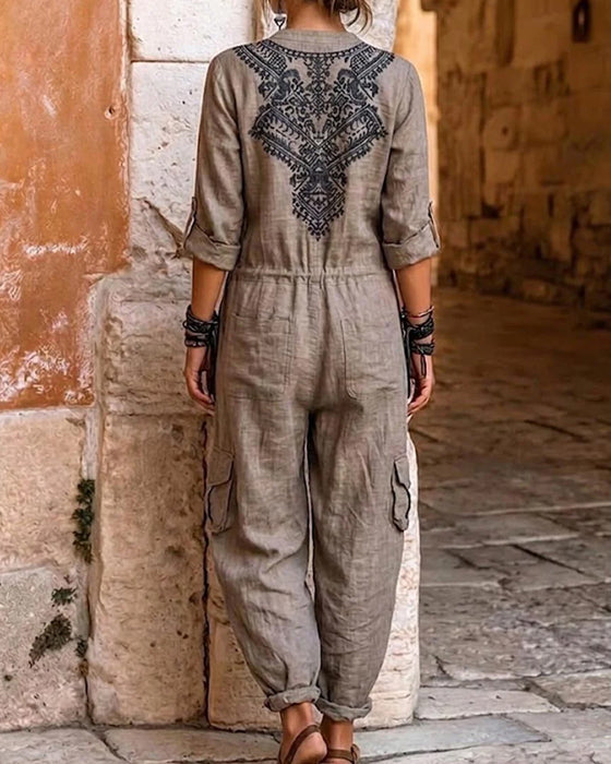 Jumpsuit Bedruckt Tapered-Leg Cargo