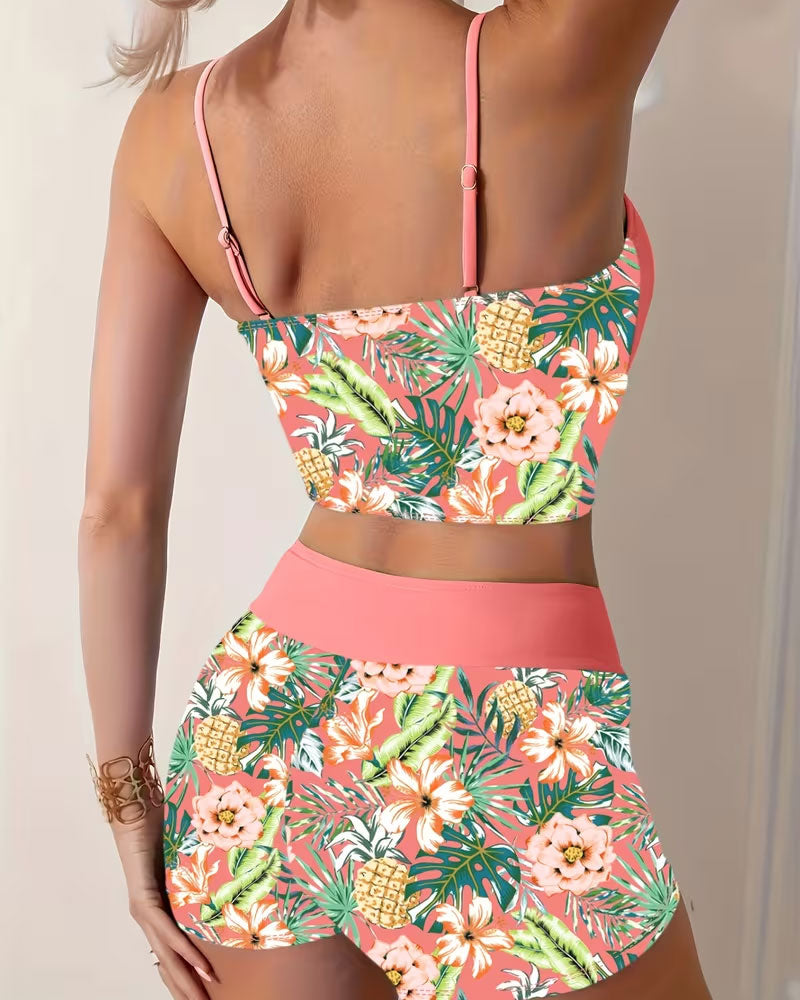 Bikinis Ananas Blumig Rock Zweiteilig