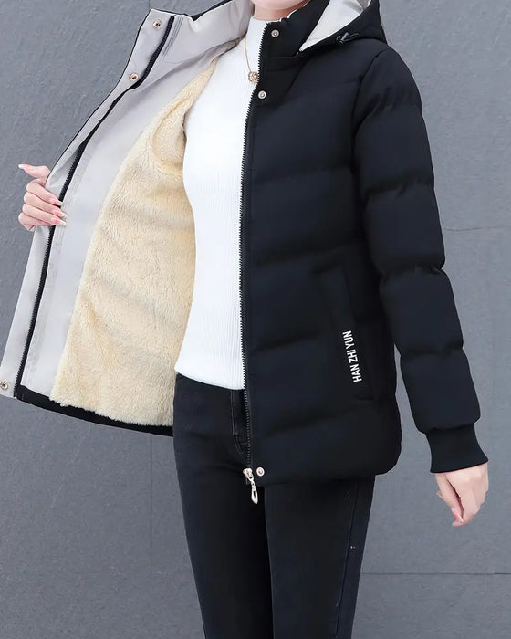 Jacke lässig einfarbig warm mit Kapuze