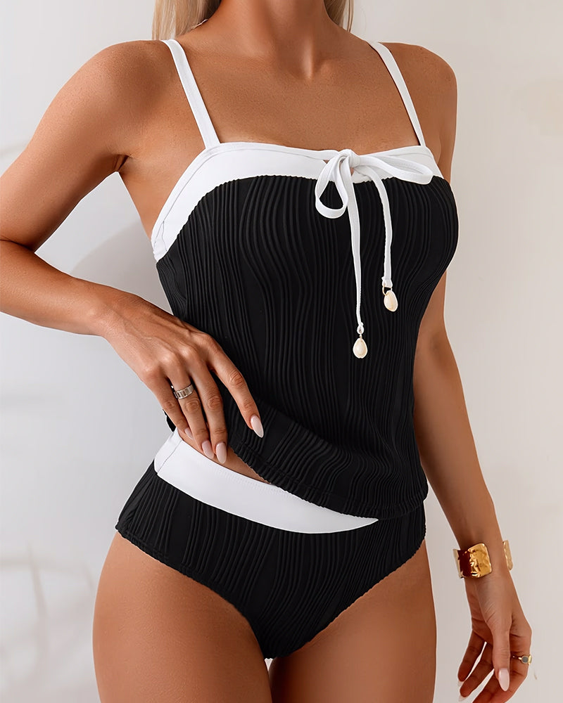 Tankini Kontrastfarbe Geteilt Schleife