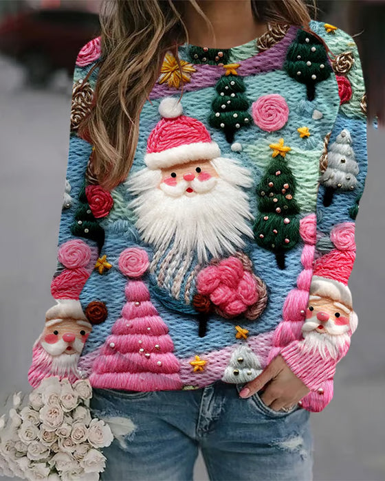 Hoodie Mit Weihnachtsbaum Und Weihnachtsmann-Drucken