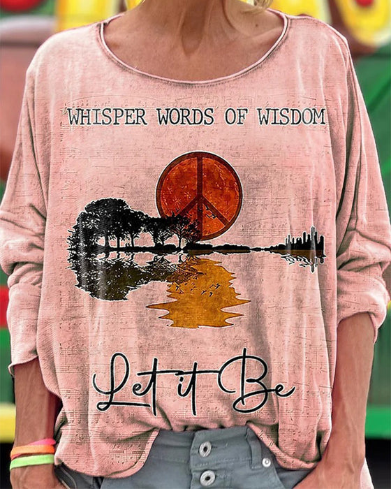 Langärmliges Oberteil mit Distressed-Gitarrenprint