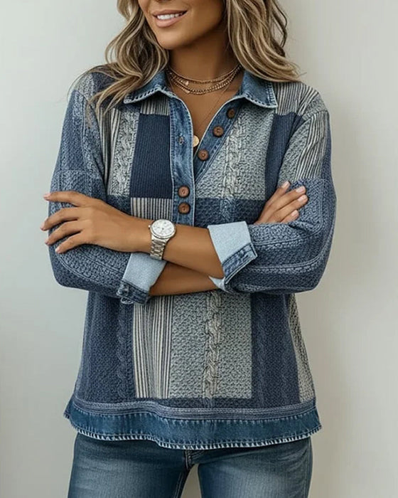 Sweatshirt mit langen Ärmeln und Colorblock-Print