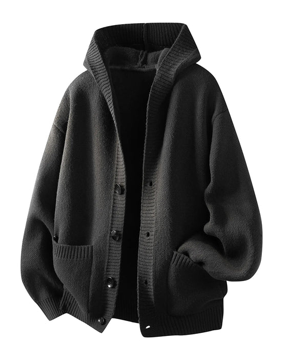 Cardigan Kapuze Knopf Tasche Herren