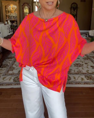 Bluse Rundhalsausschnitt locker bedruckt