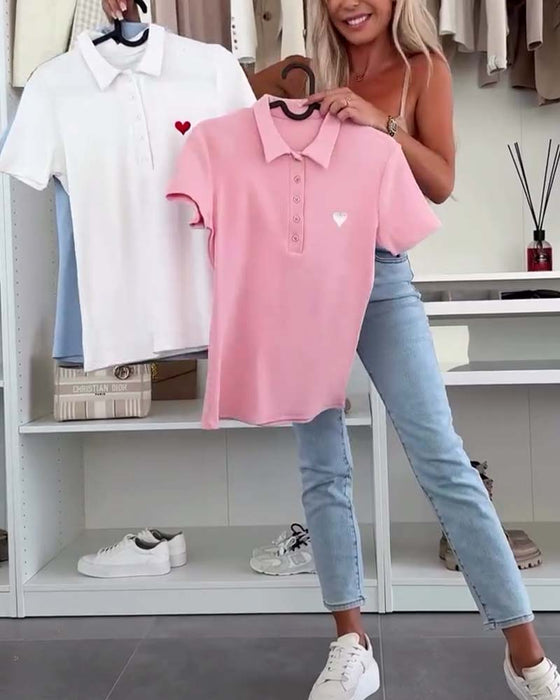 T-Shirt Revers Poloshirt Einfarbig Slim Fit
