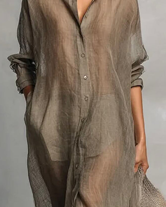 Kleid Revers Knopf Schlitz
