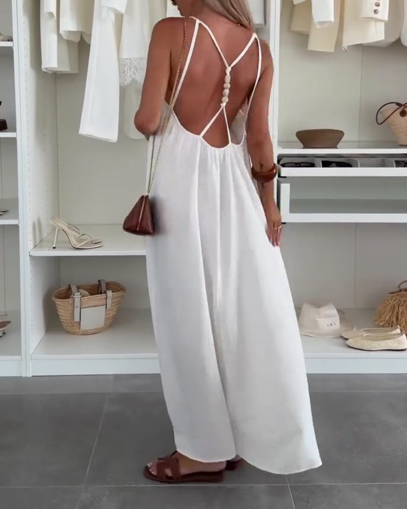Kleid Rückenfrei Cami Urlaub Maxi