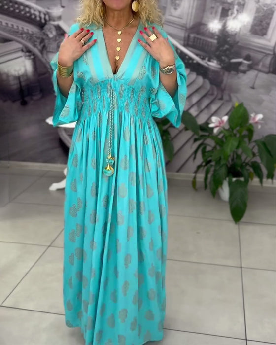 Kleid locker Urlaubsmuster Taille Maxi