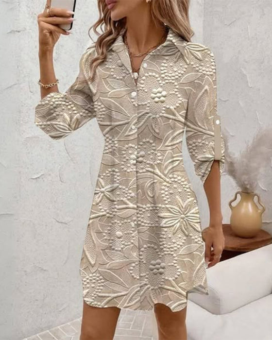 Elegantes Hemdkleid Mit Blumenabdrücken