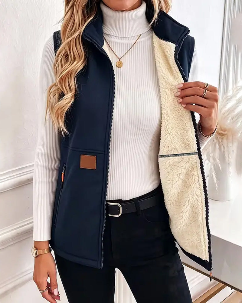 Cardigan Gepolstert Polar Fleece Offene Vorderseite