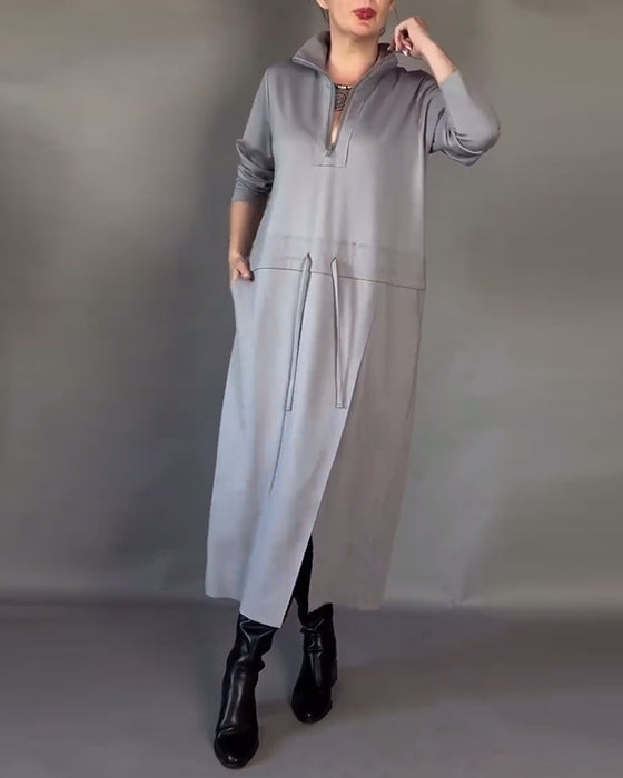 Modisches Kleid mit Halbzipp-Ausschnitt