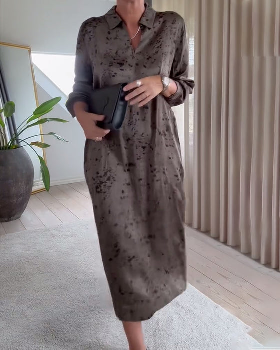Elegantes Kleid mit Vintage-Print im Hemdstyle