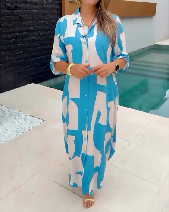 Kleid Casual Hemd Lang