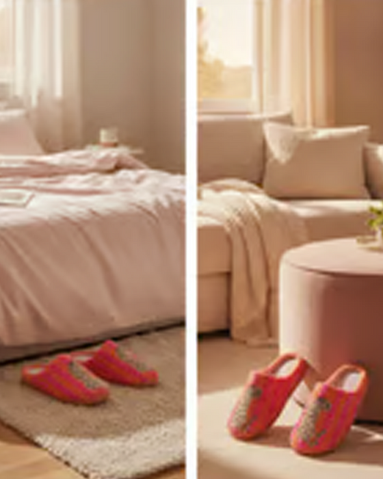 Dames Retro Gestreept & Luipaard Pluizige Pantoffels