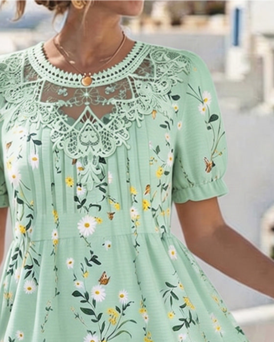 Kleid Daisy Spitze Kurzer Ärmel Urlaub