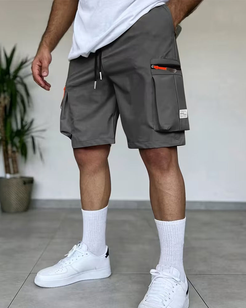 Herren Hose Einfarbig Loose Fit Kurz Cargo