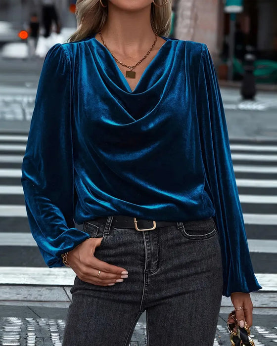 Bluse modisch und elegant mit Drapékragen