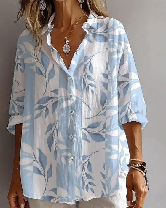 Hemd Pflanzenblattdruck Revers