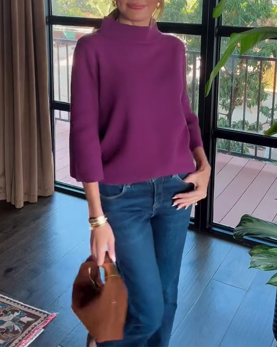 Pullover hochgeschlossen elegant Dreiviertelärmel