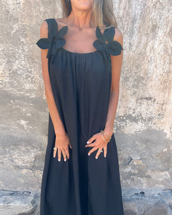 Kleid Ärmellos Einfarbig Modisch Lang