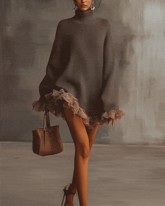 Set Mit Elegantem Stil, Pullover-Schicht Und Camisole-Kleid