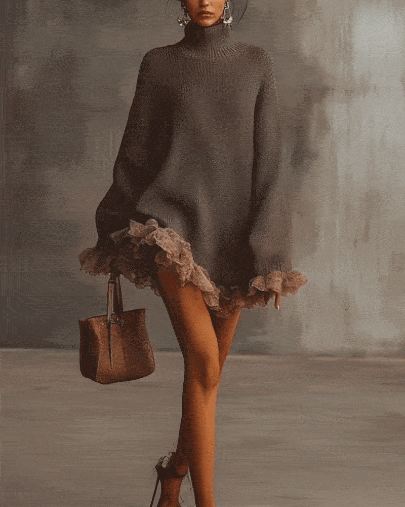 Set Mit Elegantem Stil, Pullover-Schicht Und Camisole-Kleid