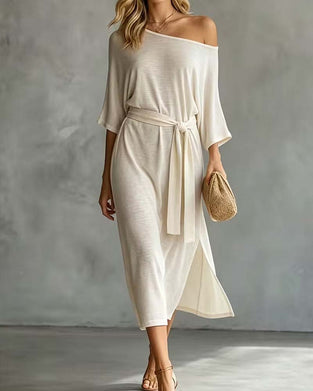 Kleid Off-Shoulder Bindung Schlitz