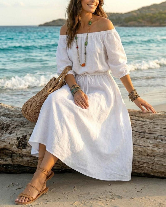 Kleid Off-Shoulder Schnürung Taille