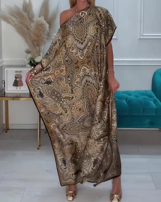 Kleid Ein-Schulter Asymmetrisch Off-Schulter Urlaub Maxi