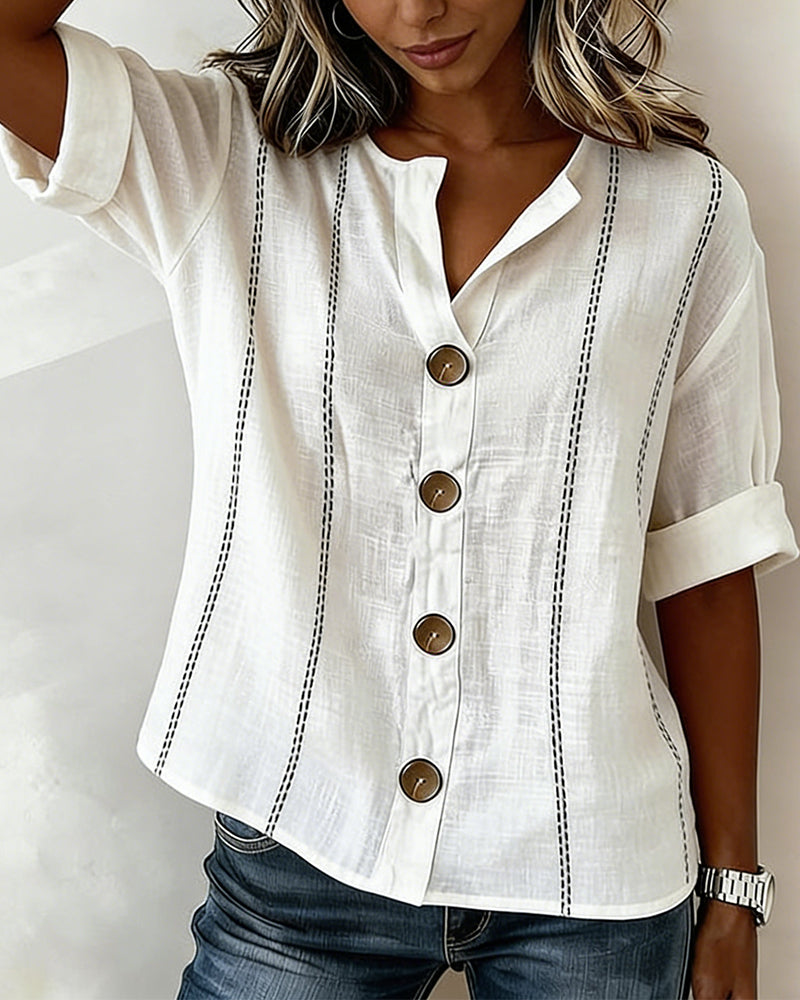 Bluse Kurzarm Knopfleiste