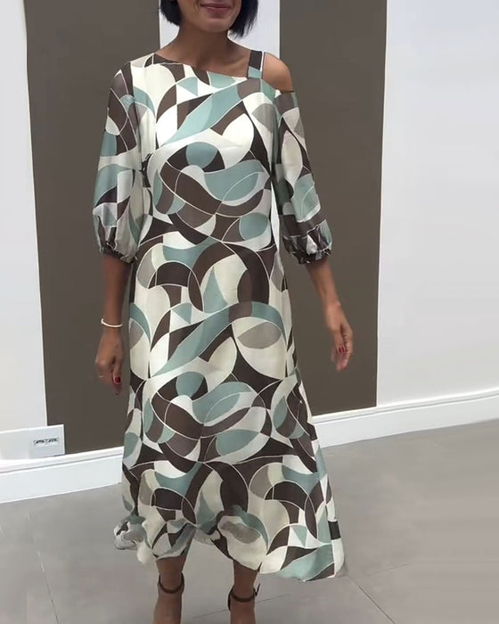 Kleid Ein-Schulter Spaghettiträger Halbarm