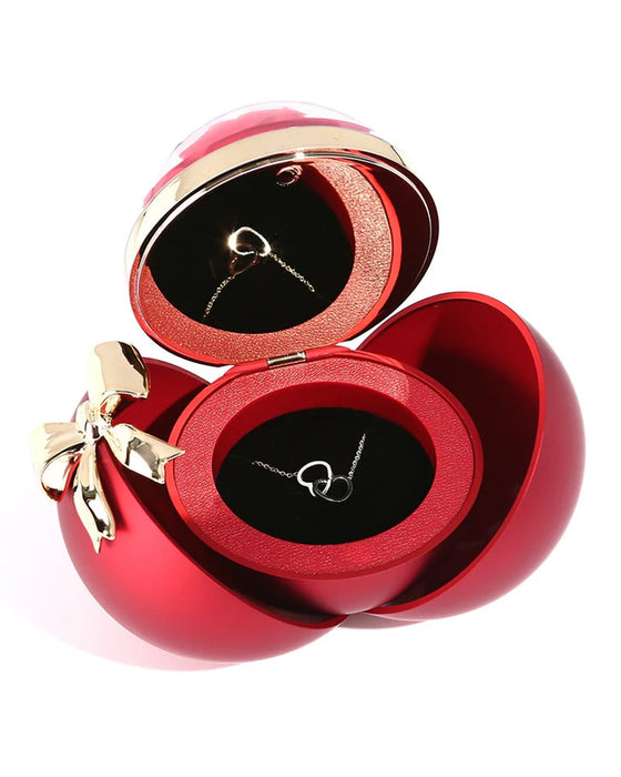 Ball Rose Box - Mit Graviertem Doppelherz-Halsband