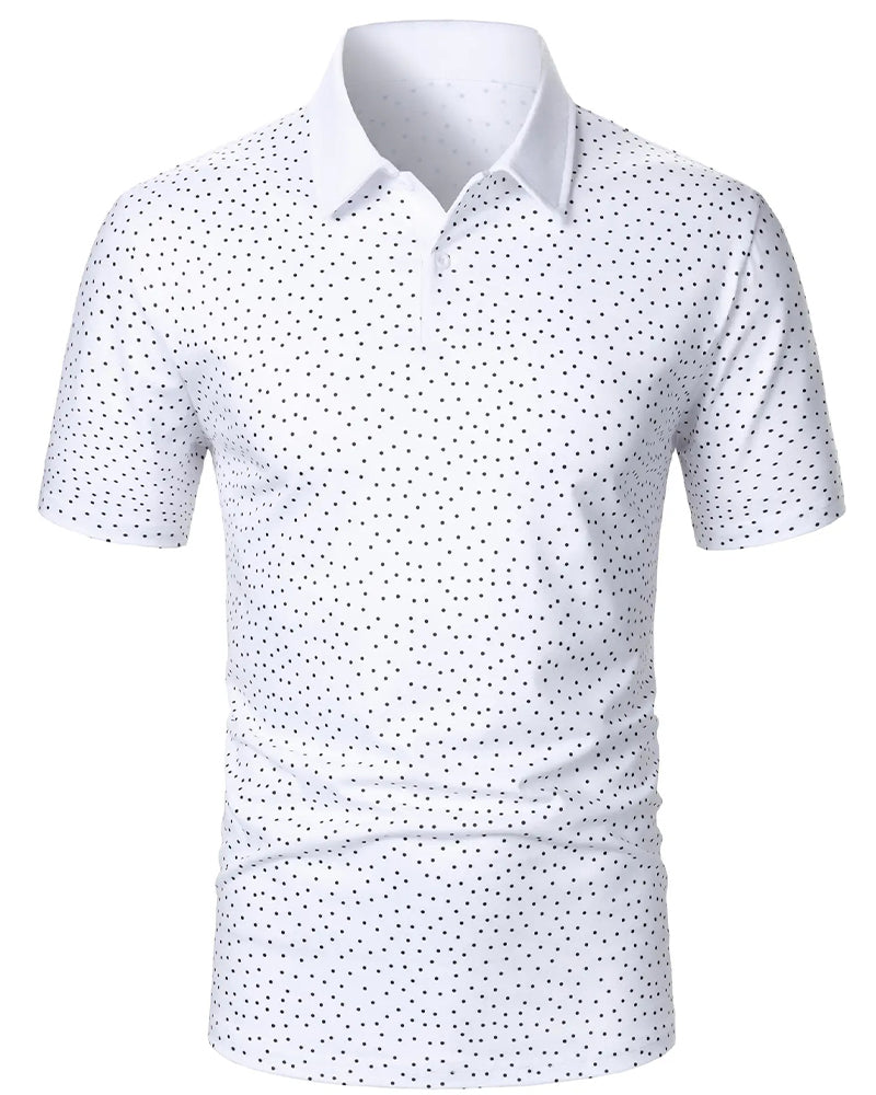 Lässiges Polo-Kragen-T-Shirt Mit Kleinen Punkten