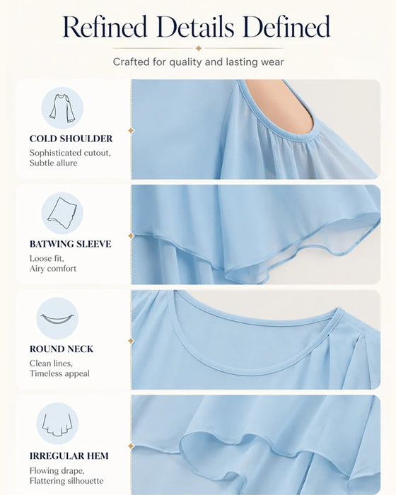 Bluse Rundhals Off-Shoulder Asymmetrisch
