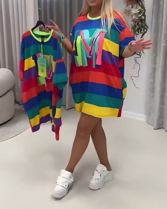 Kleid Regenbogen Gestreift Buchstabe