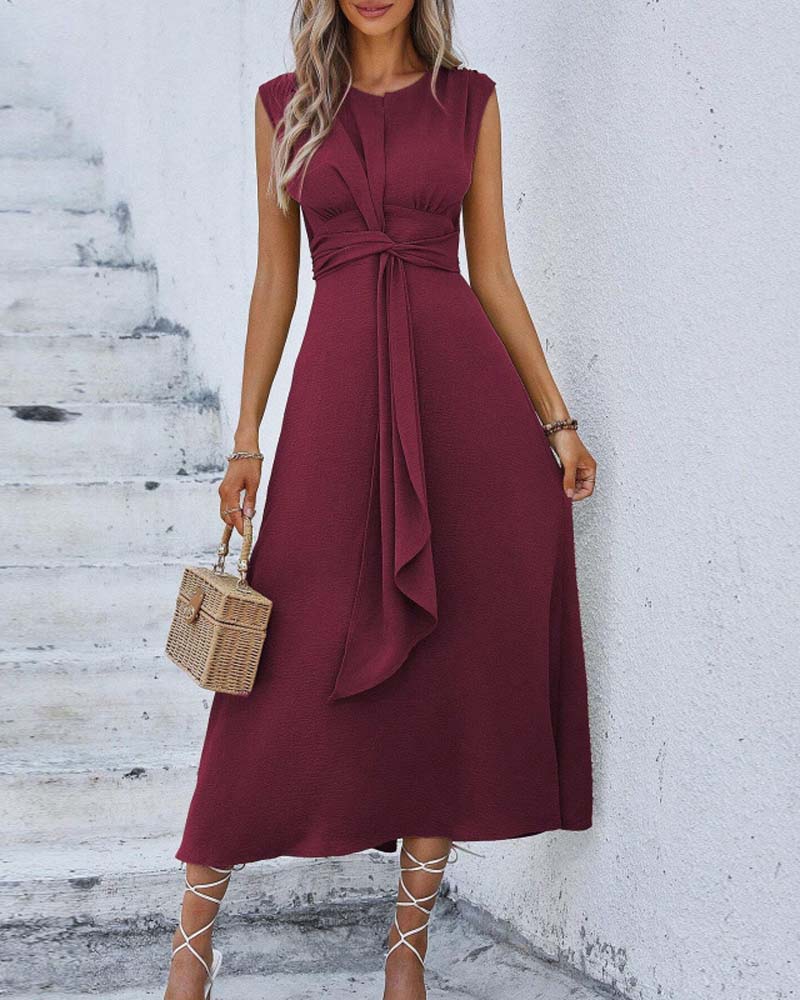 Kleid Einfarbig Tailliert Bindung