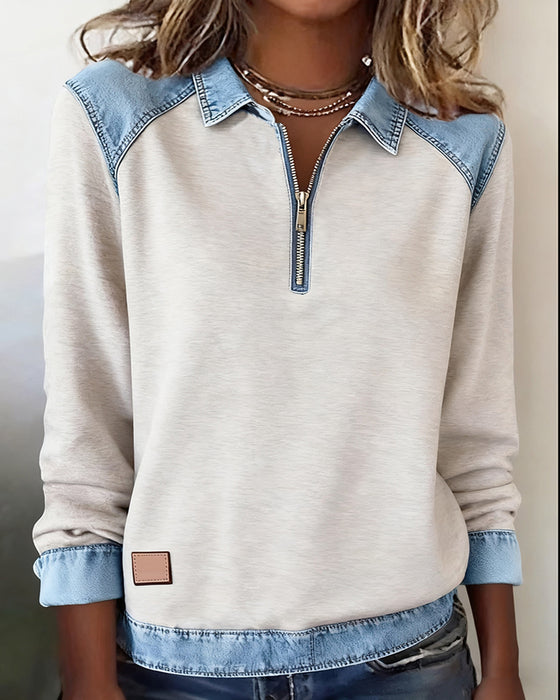 Oberteil Revers Denim Patchwork