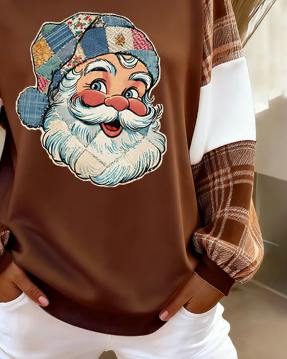 Sweatshirt Karo Weihnachtsdruck Locker