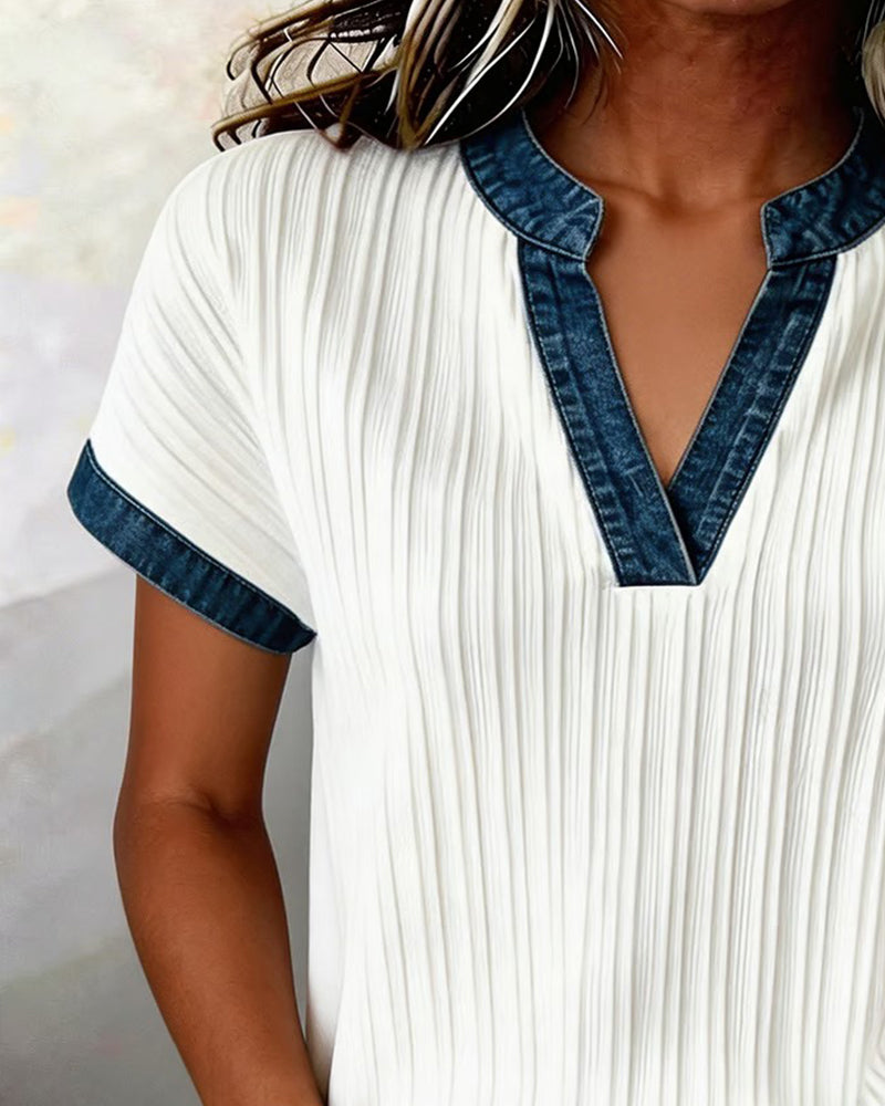 T-shirt Gerippte Jeans Gefügt