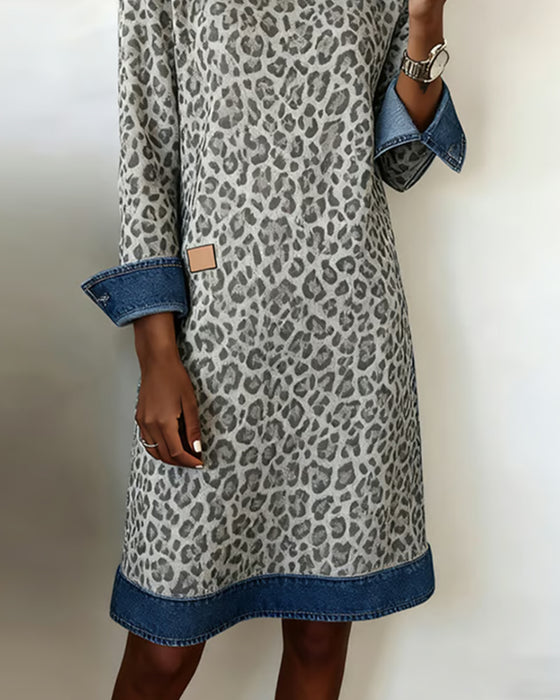 Kleid Mit Modischem Revers Und Farbblock-Design