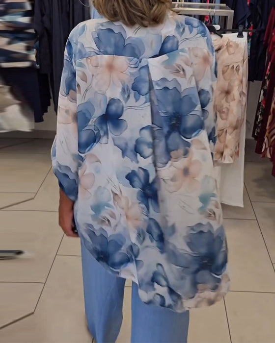 Bluse Aquarell Blumen Lässig