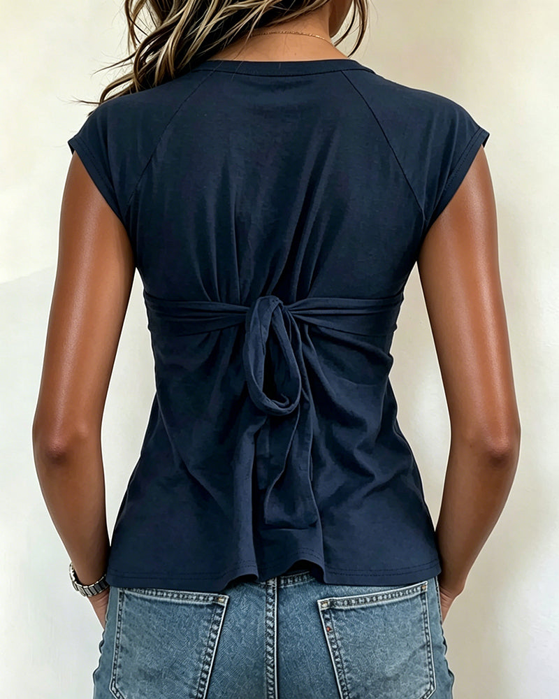 T-Shirt V-Ausschnitt Slim Fit Unifarben