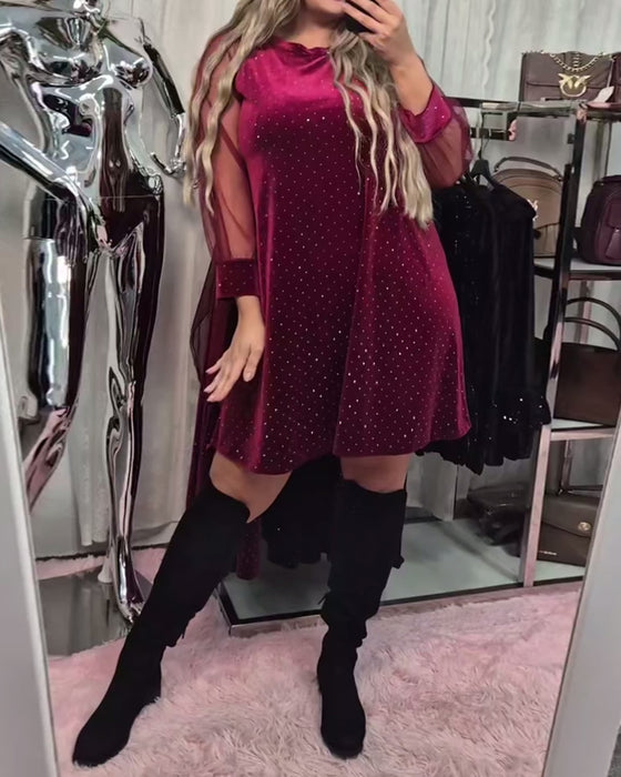 Kleid Mesh Langarm Elegant