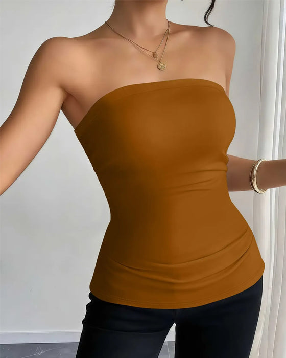 Tank Top Trägerlos Einfarbig Mode