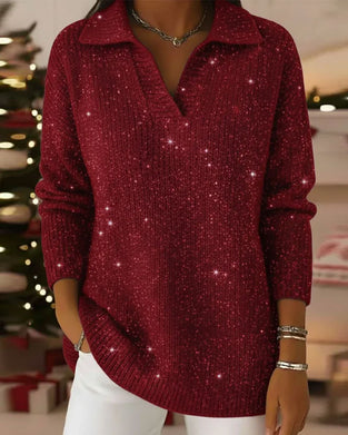 Pullover Revers Langarm Locker