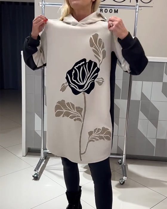 Kleid mit Kapuze Colorblocking Blumenprint