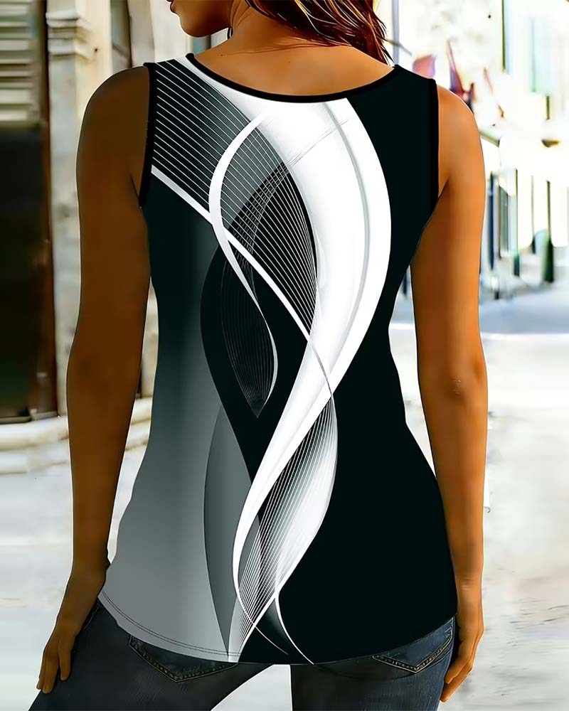 Tank Top Rundhals Ausschnitt Ring Linie