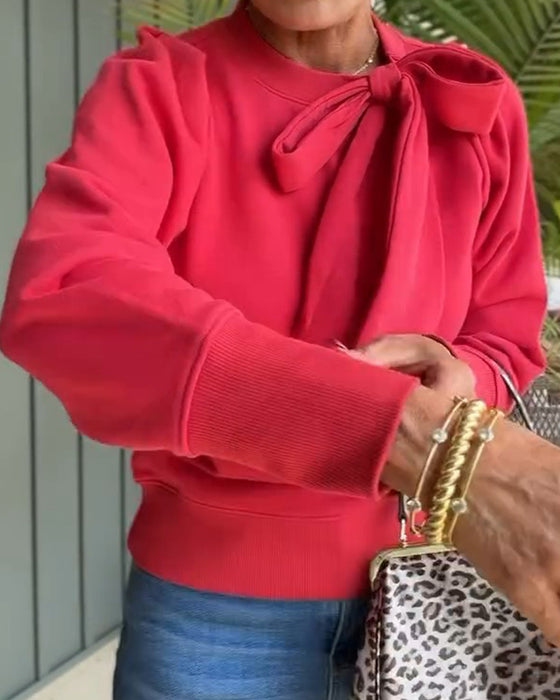 Sweatshirt Schleife Puffärmel